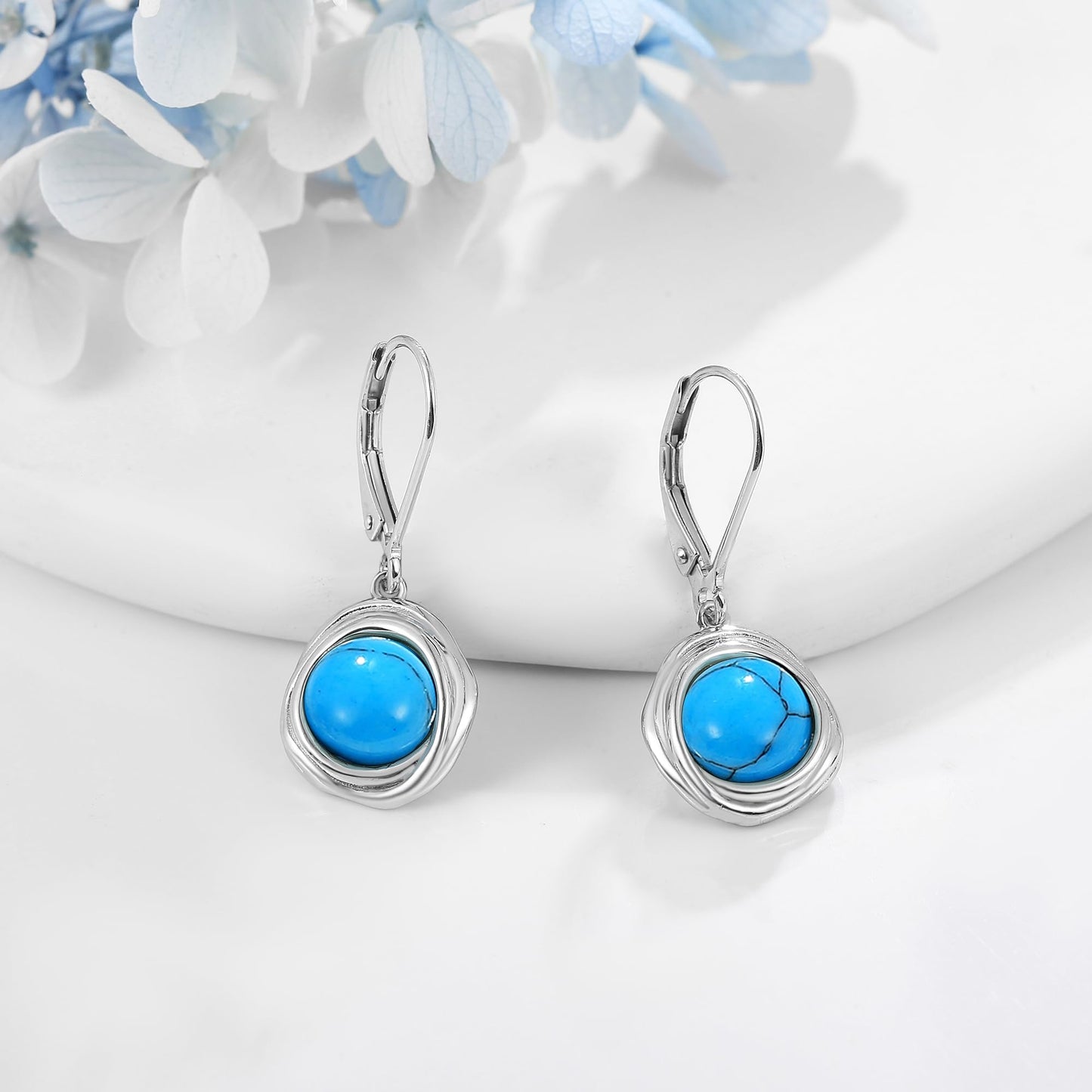 POPLYKE Turquoise Earrings Dangle for Women 925 Sterling Silver Leverback Earrings for Women Turquoise Jewelry Gifts Birthday