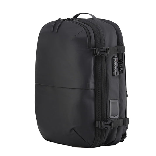 LIGHTGO] Travel-friendly Vacuum Packing Backpack with Built-in Air Pump, Portable Compression Cube, TSA-approved Lock, and Waterproof for College Students and Family Trips.