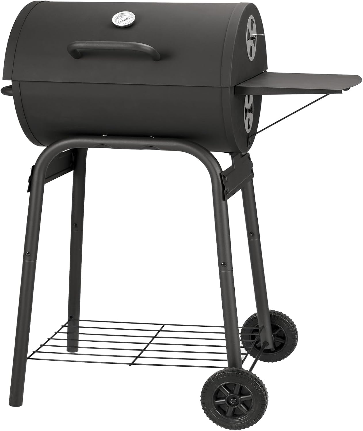 Kendane Barrel Charcoal Grill, Large Charcoal Grills with Side Shelf, Outdoor BBQ Grill,Perfect for Backyard Camping, Patio Parties, and Picnics