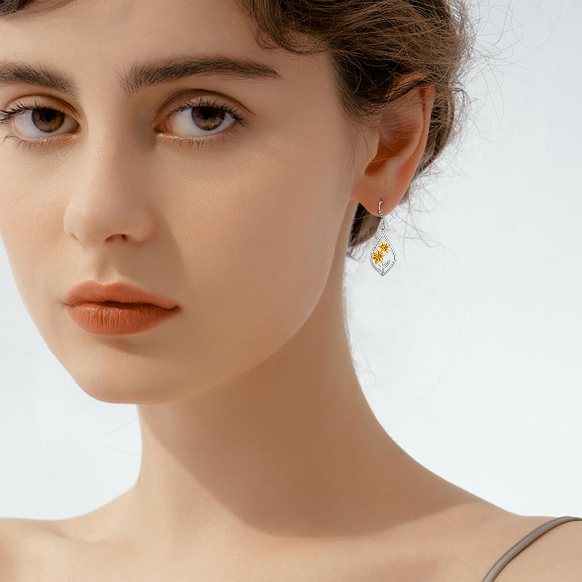 Lily Earrings Sterling Silver Lily Flower Dangle Dangling Drop Earrings Floral Jewelry Gifts for Women