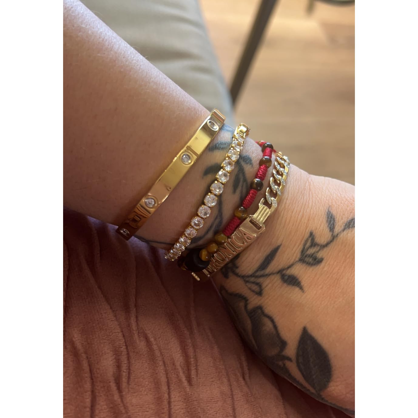 Jade cabbage Gold Bracelets for Women 18K Gold Plated Love Friendship Bracelet With Cubic Zirconia Cuff Bangle Jewelry Set Witness the Gift of Love (6mm gold 2pcs-B Medium 6.5")