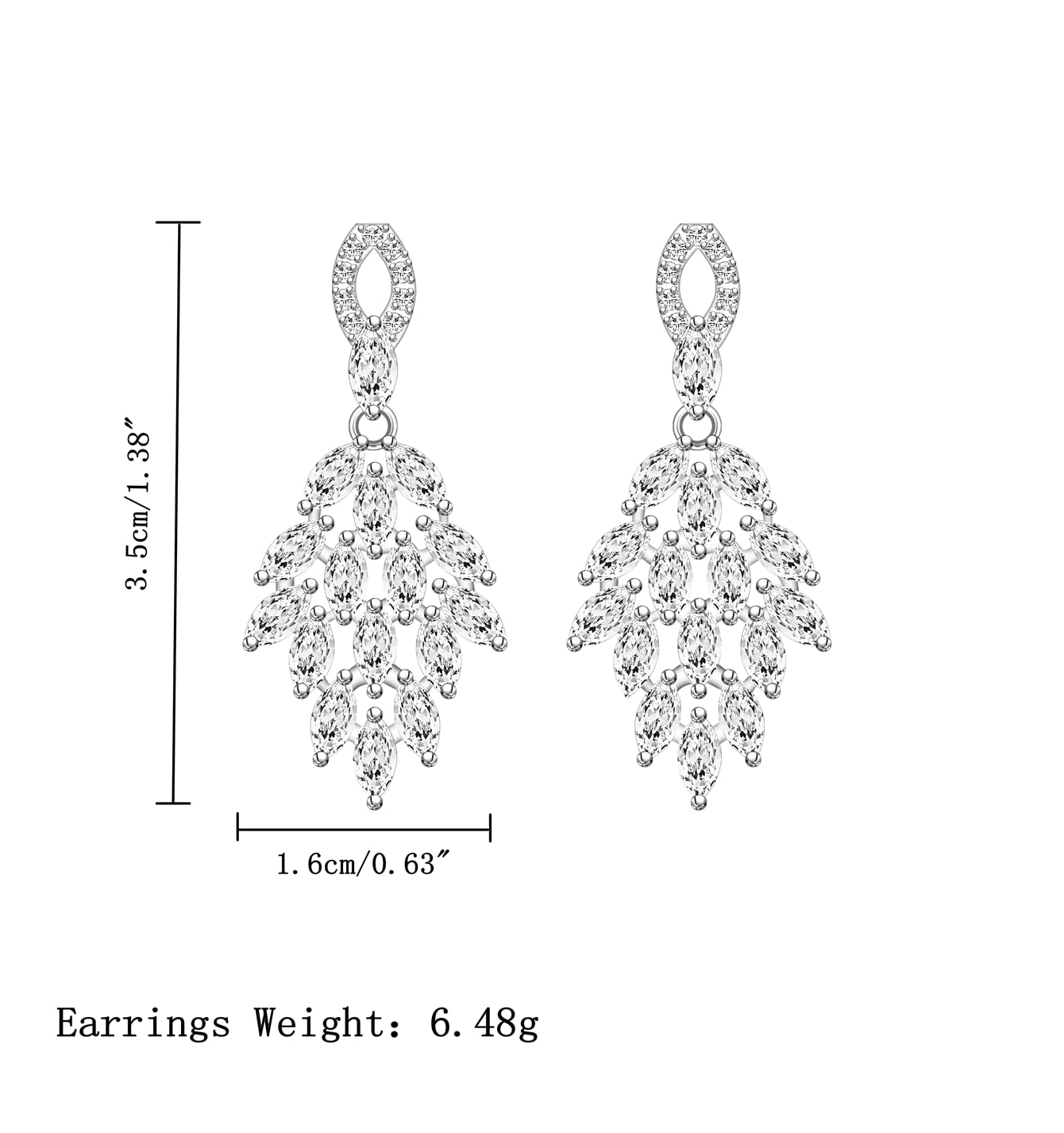 LMXXVJ Bridal Wedding Earrings for Brides Bridesmaides Teardrop Earrings for Women, Cubic Zirconia Drop and Dangle Earrings for Prom or Pageant,Jewelry…, Copper, created blue sapphire