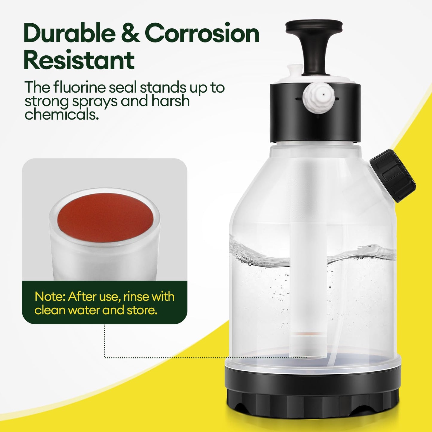 MAYGROVE 0.4 Gal Pump Sprayer, Hand Water Spray Bottle for Indoor Plant, Clear Plant Sprayer with Side Filling Port, Measuring Cup, Adjustable Nozzles, Safe Pressure Relief Valve