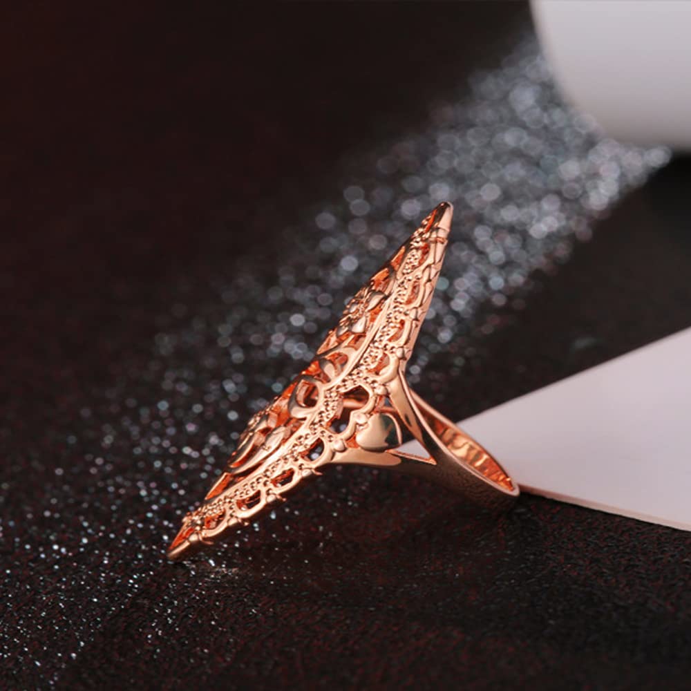QOBEBOTA Rings for Women Rose Gold Rings Summer Boho Rings Big Thumb Ring Trendy Full Finger Rings Wide Band Womens Rings for Cocktail Party Birthday Gifts Size 9 Statement Rings for Women