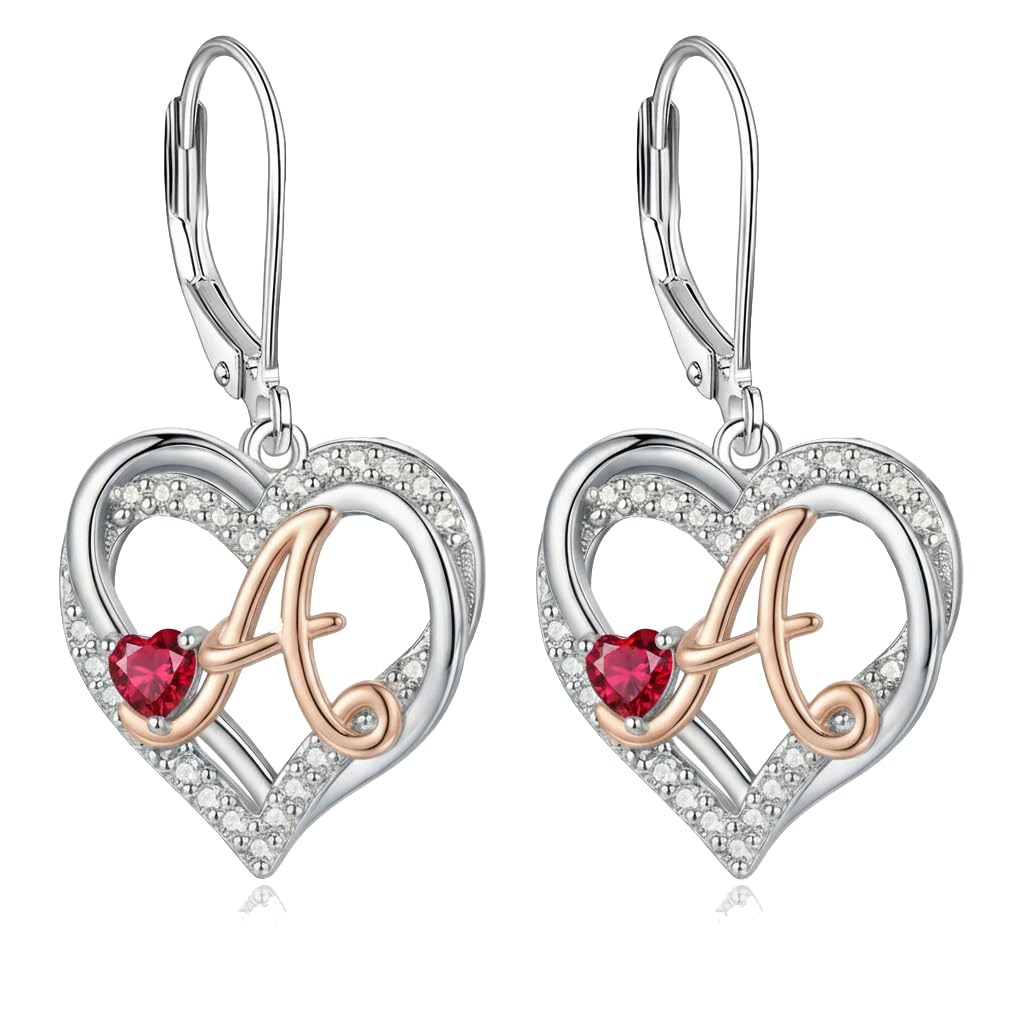 ZPMMPZ Initial Birthstone Earrings Intial Letter Dangle Drop Earrings Birthstone Jewelry Gifts for Women A & August
