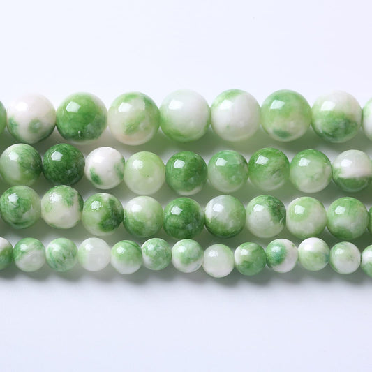 45pcs 8mm Natural Green White Persian Jade Stone Round Beads for Jewelry Making Loose Spacer Beads DIY Bracelets Necklaces 15" (8mm, Green Persian Jade)