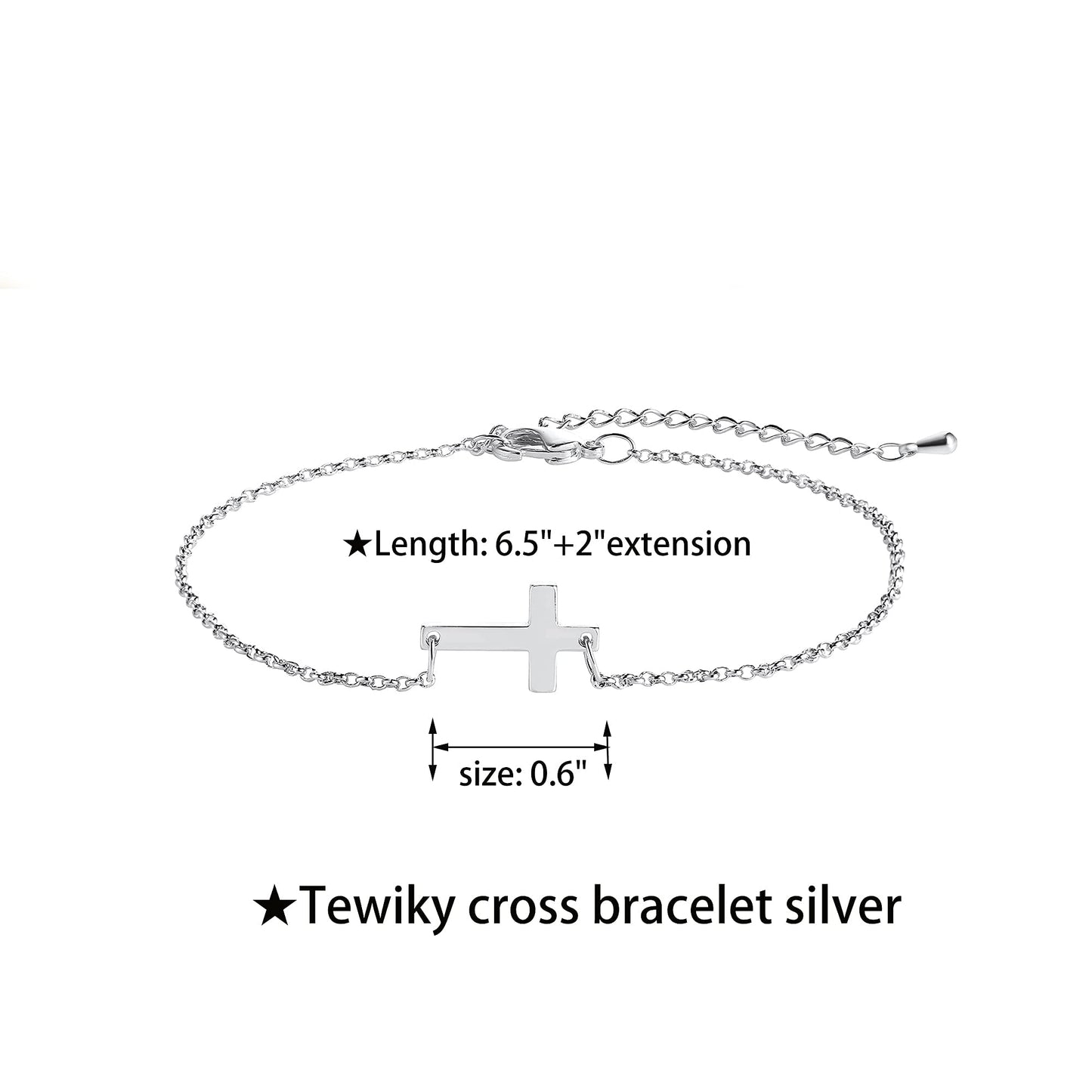 Tewiky Cross Bracelet for Women Dainty 14k Gold Plated Cubic Zirconia Cute Tiny Bracelet Confirmation Gifts for Women
