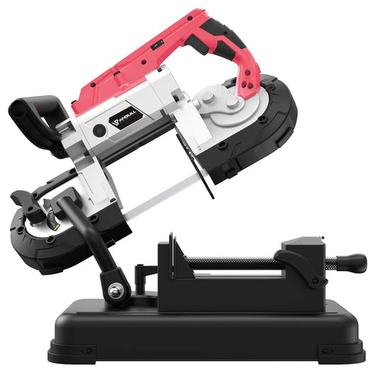 Anbull Portable Band Saw with Upgraded Removable Alloy Steel Base, 45°-90° Metal Cutting, 10A 1100W Motor, 5-inch Deep Cut, with .020-by-44-7/8-Inch 14 TPI Saw Blade and Led Spotlight