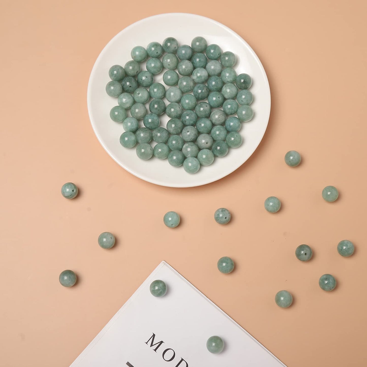 35pcs 10mm Burmese Jade Loose Beads for Jewelry Making, Natural Semi Precious Beads Round Smooth Gemstone Spacer Beads Charms for Necklaces Bracelets