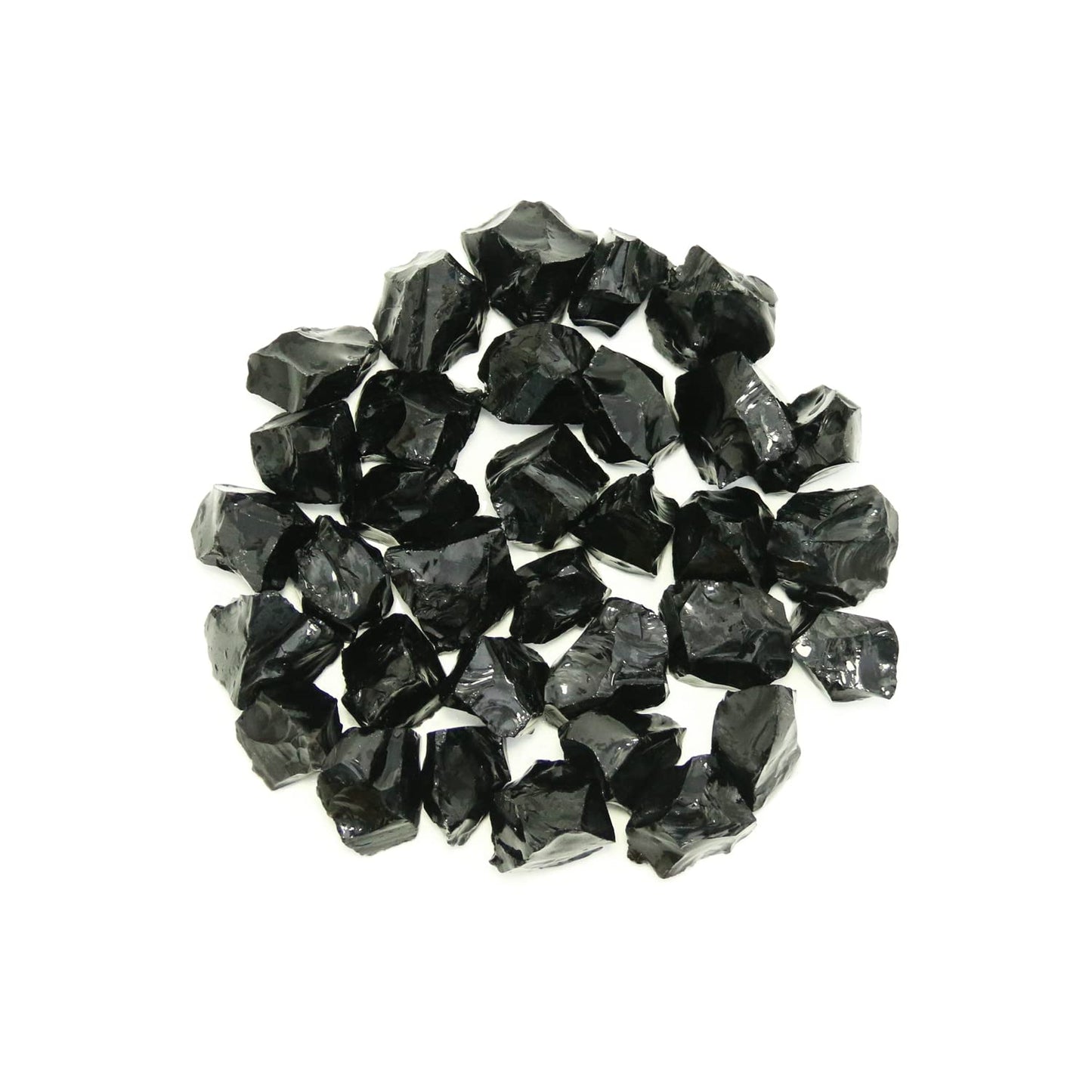 Black Obsidian Stones Crystal Bulk, Raw White Quartz Crystal Stones for Wicca, Reiki, and Energy Healing Crystals, Witchcraft Supplies, Rocks for Tumbling, Calcite Crystal, Hypnotic Gems(1 Lb)