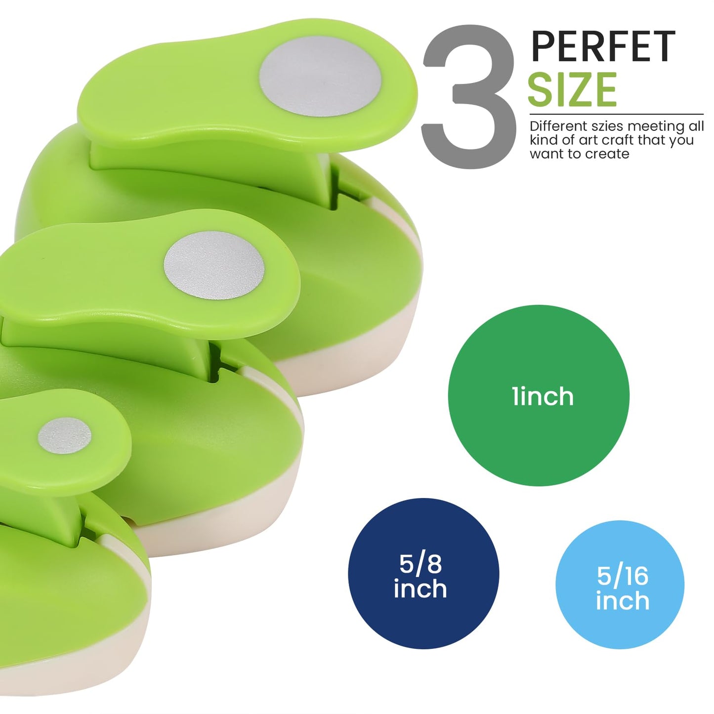 HAUSTGO 3PCS Circle Punch Set, 3/8 Inch, 5/8 Inch, 1 Inch Circle Hole Punch Set for Scrapbooking, Card Making, DIY Photo Albums and Homemade Confetti
