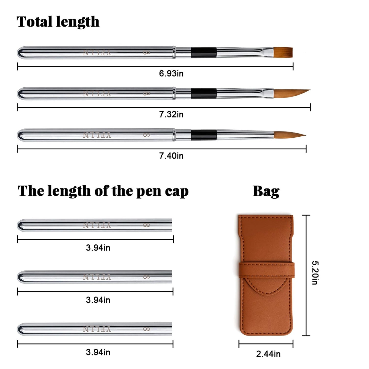 Travel Watercolor Brushes, 3pcs Watercolor Travel Brushes with Leather Pouch - Fine Point Rounds Dagger Flat for Watercolor Gouache Ink Painting