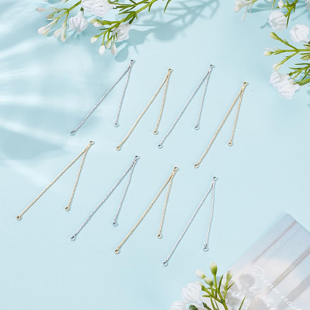 CRAFTYMELODY 12Pcs 2 Color Metal Tassel Charms Brass Platinum Golden Dangle Earrings Making Pendants Tassel Earring Charms Chain Metal Long Charm Earring Making Findings DIY Drop Earrings Pendants