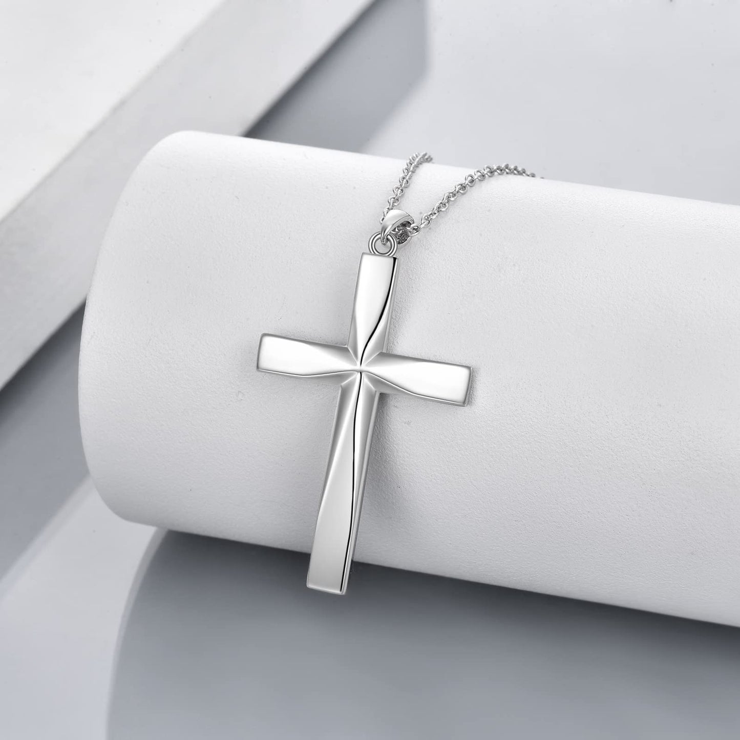 ONEFINITY Religious Cross Pendant Necklace Sterling Silver Origami Cross Pendant Gifts for Women Men Jewelry (Origami)