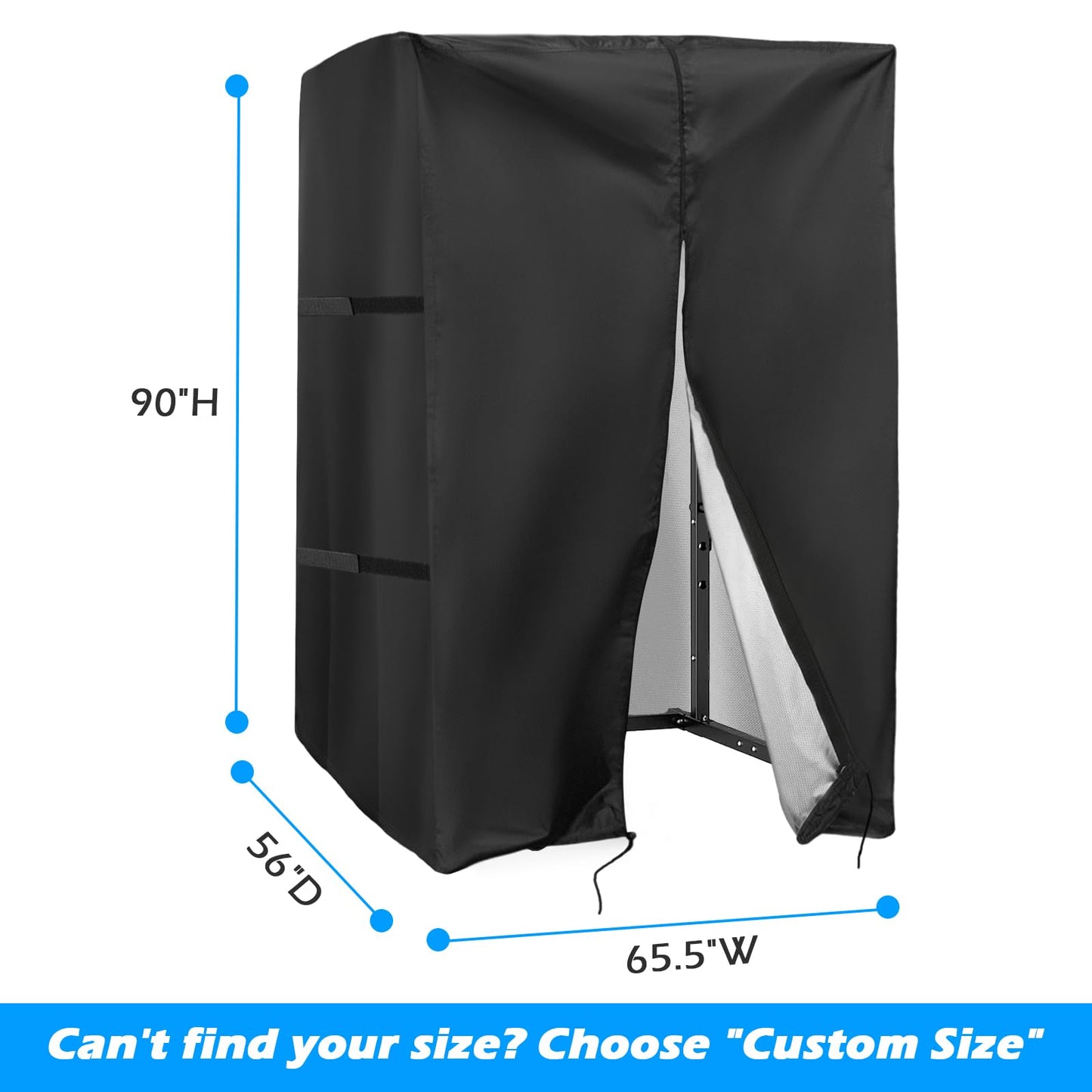 Squat Rack Cover, Waterproof Outdoor Gym Equipment Covers with Zipper for Squat Rack/Weight Lifting Rack/Home Gym Workout Equipment (65.5"Wx 56"D x 90"H)