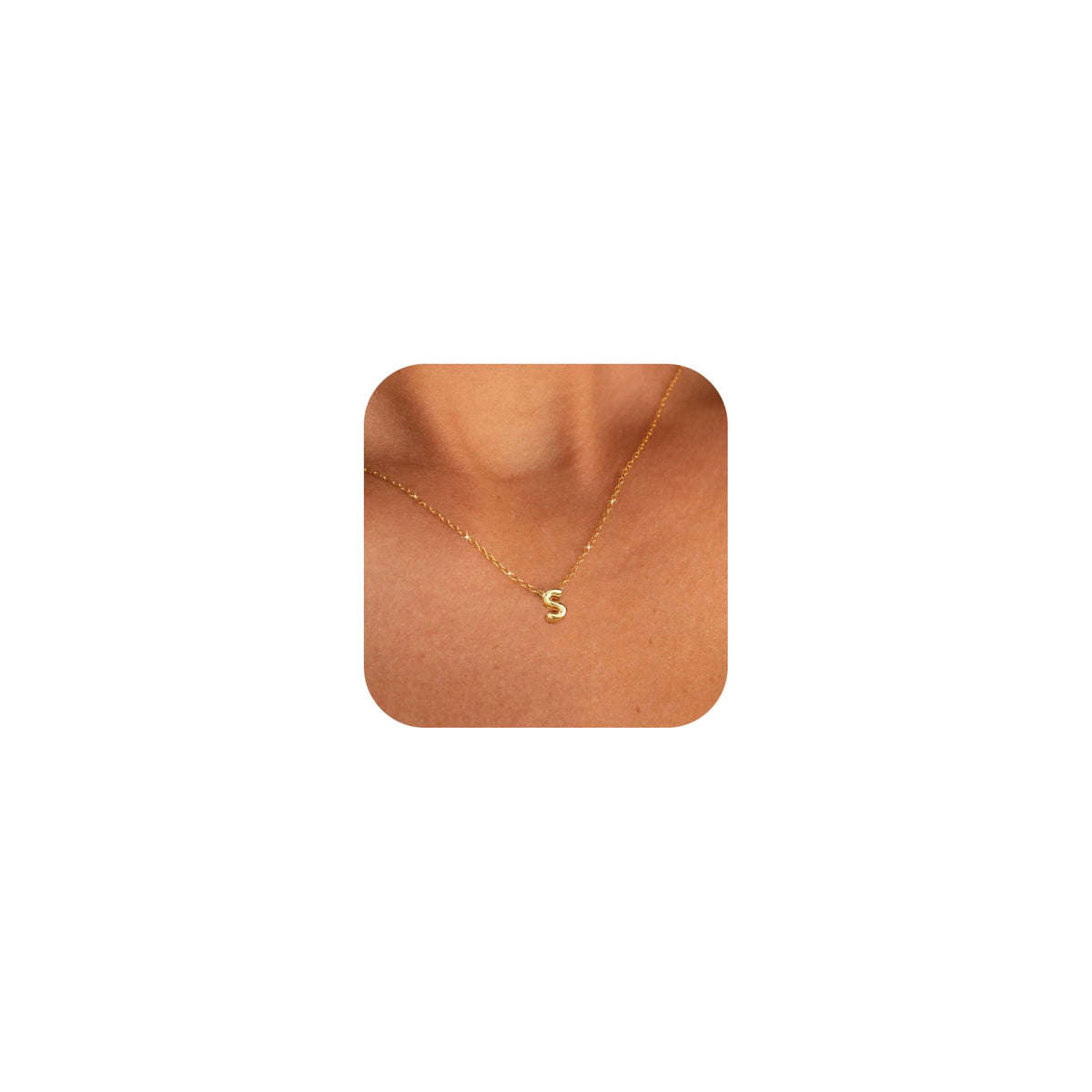 CUEZIY 14K Gold Plated Bubble Letter Necklace Initial Necklaces for Women Dainty Personalized Charm Pendant Name Necklace Cute Non Tarnish Fashion Accessories Teen Gift Trendy Stuff Jewelry Gifts
