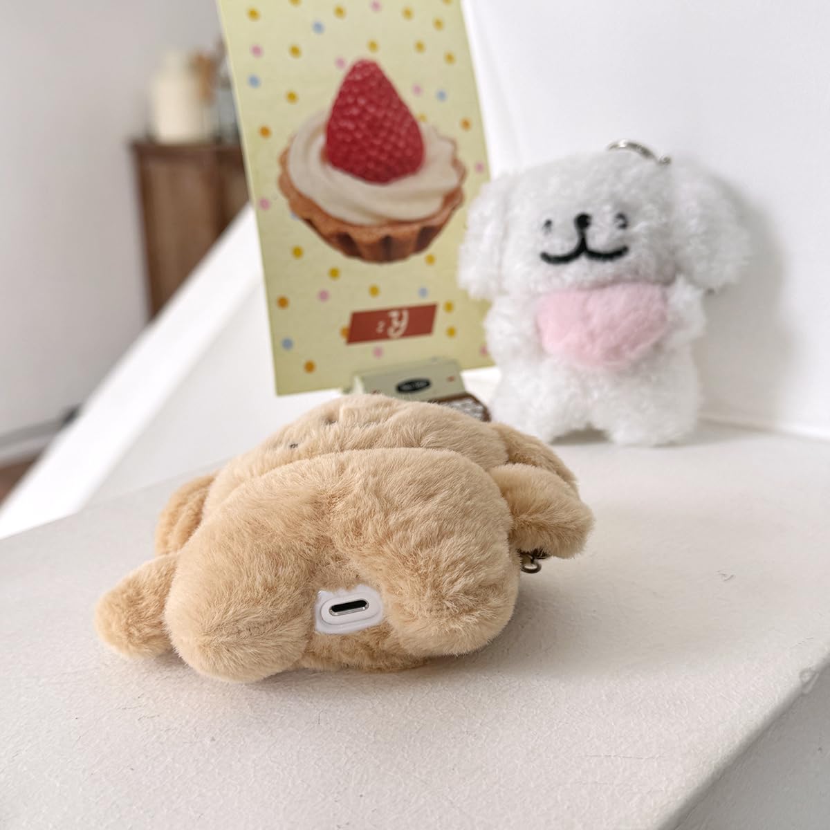 Yatchen Furry Case Compatible with AirPods Pro,Funny Cute 3D Cartoon Plush Dog Design Fluffy Soft Warm Cover Case Carrying Charging Box with Keychain Anti-Fall Protective Case for AirPods Pro