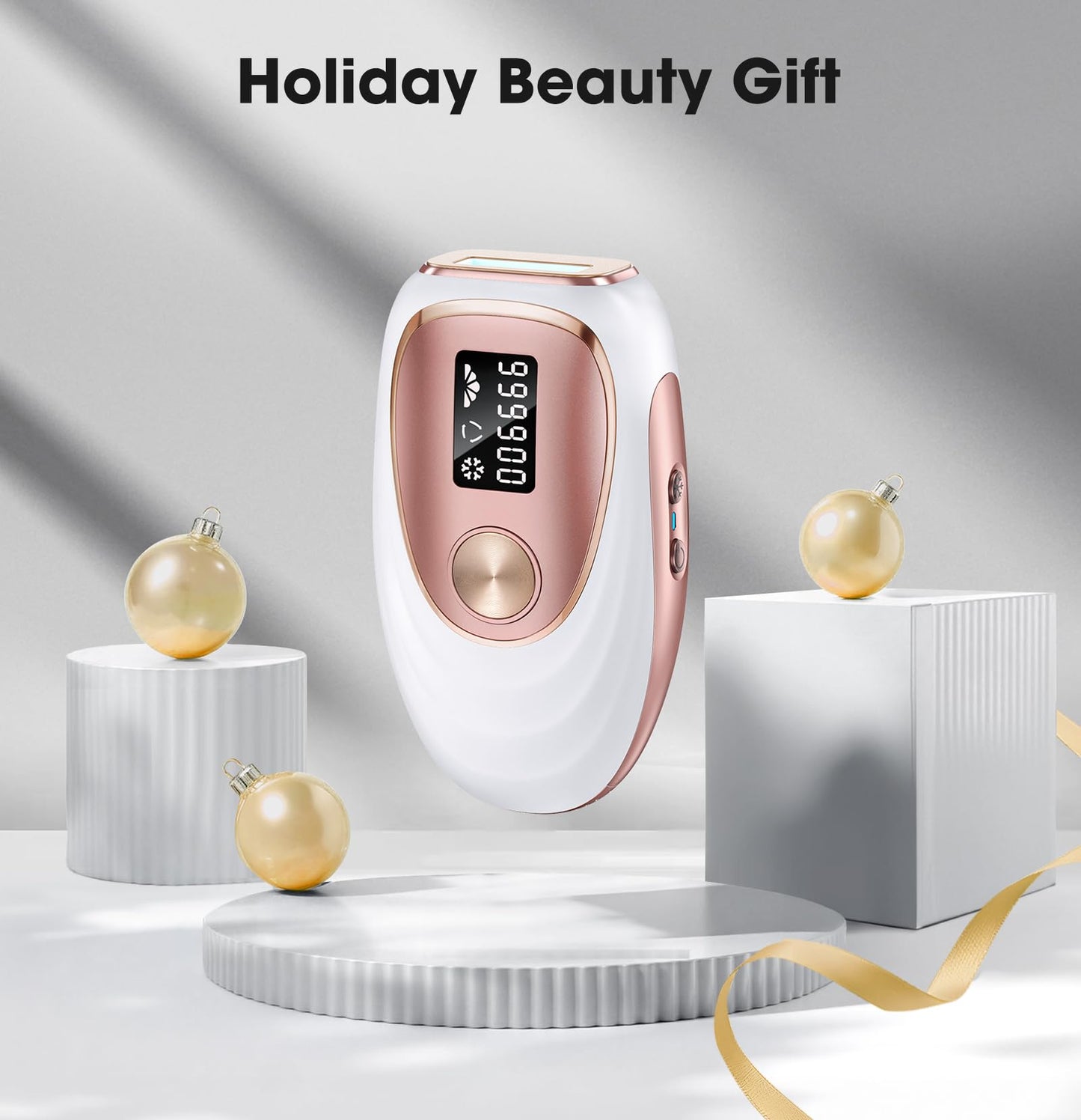 Oreeth Laser Hair Removal Device, at-Home IPL Hair Removal for Women & Men - Safe 45°F Ice-Cooling Contact for Painless & Long-Lasting Results, 86% Hair Reduction in 3 Weeks for Full Body, Gold/White