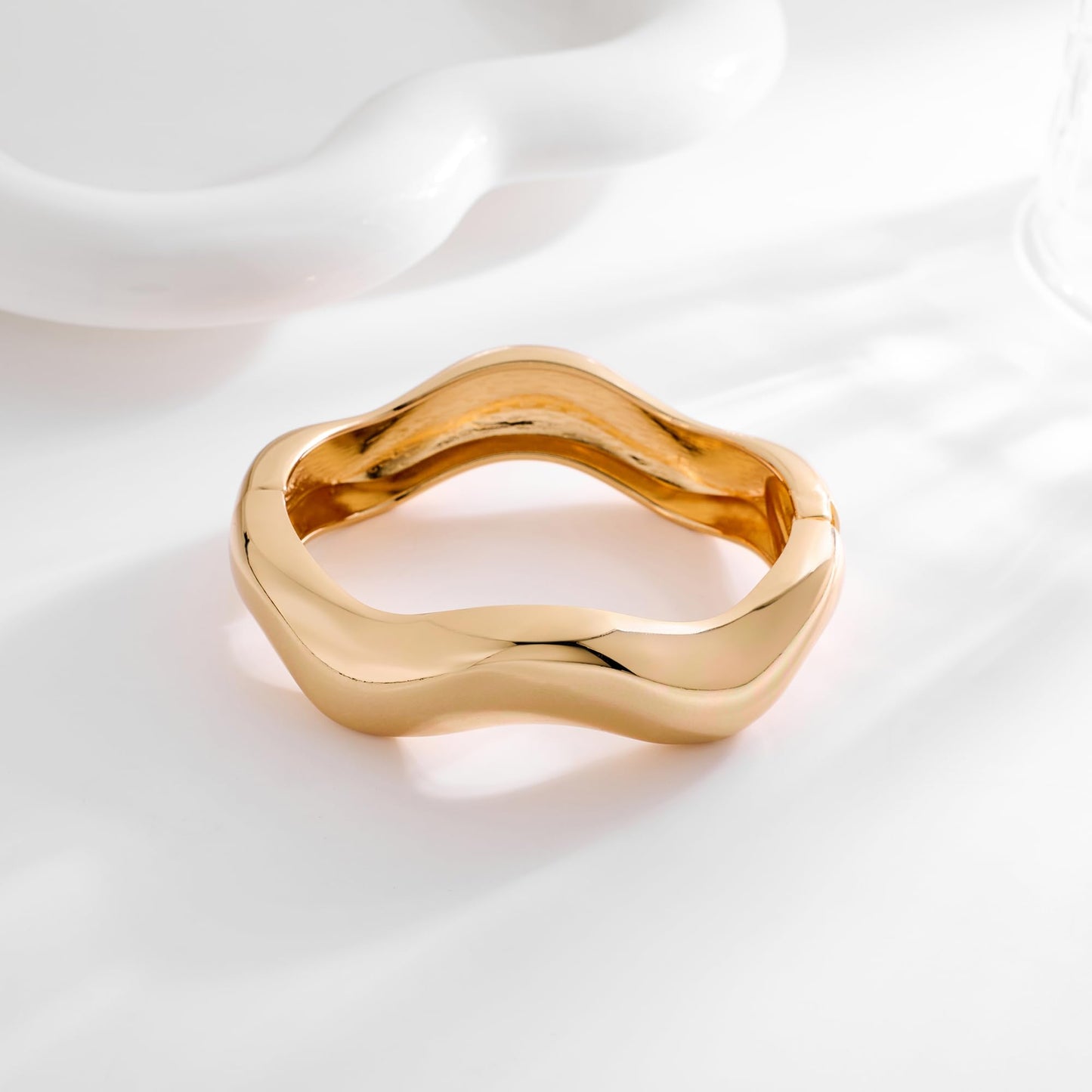 MIJENITI Gold Bangle Bracelets for Women Trendy Dainty Chunky Bracelets Cuff Statement Bracelet Fashion Gold Jewelry for Her