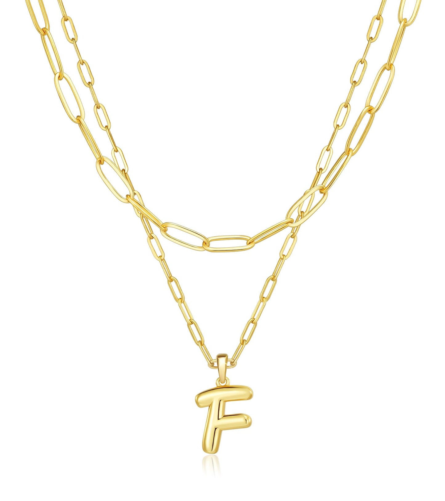 adoyi Gold Heart Initial Necklaces for Women Hers Dainty 14K Gold Plated Heart Layered Letter F Pendant Necklace Stack Jewelry Birthday Valentines Gifts for Women Mom and Wife