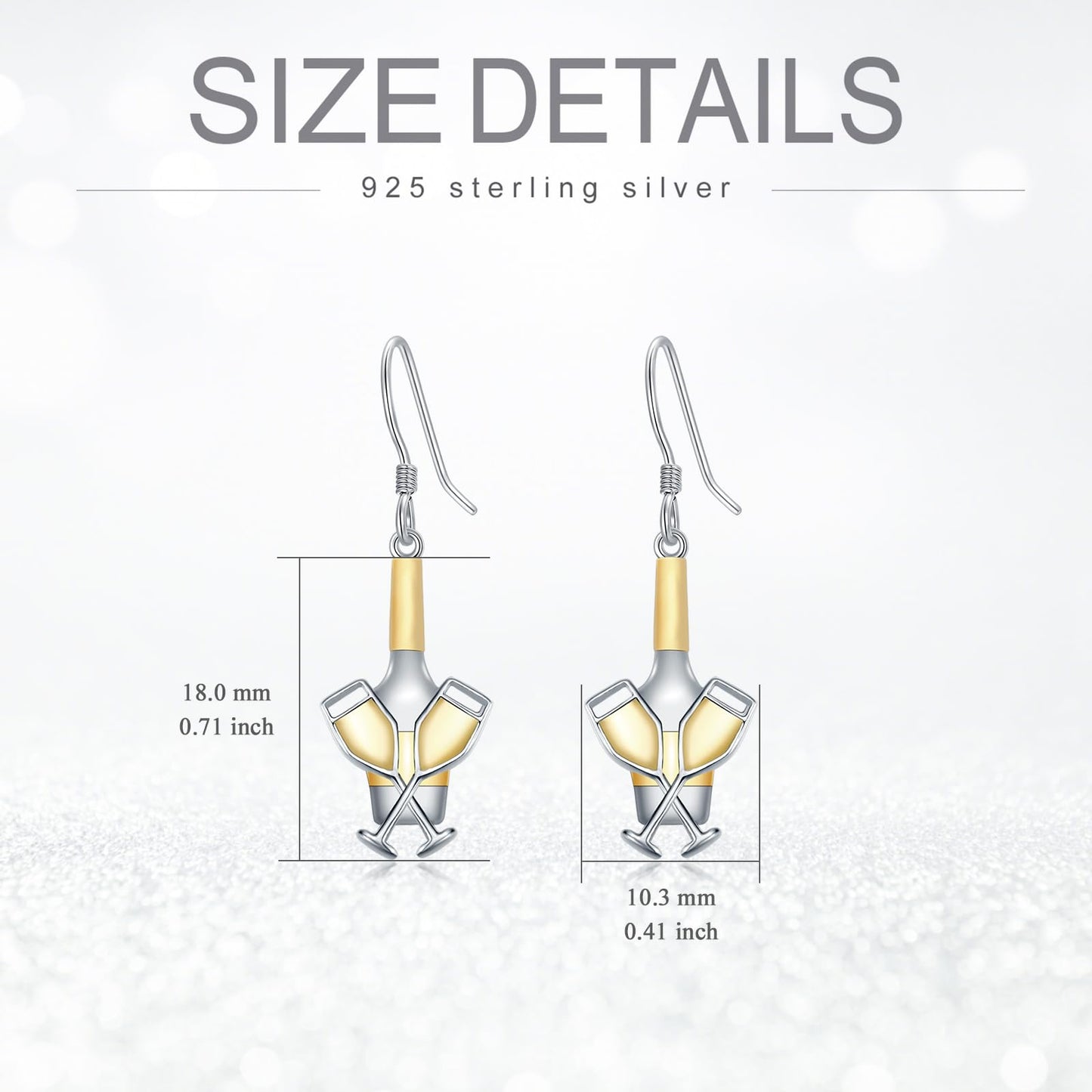 PROESS 925 Sterling Silver Champagne Earrings for Women Wine Glass Dangle Earrings Champagne Wine Bottle Earrings Christmas Mothers Day Gifts