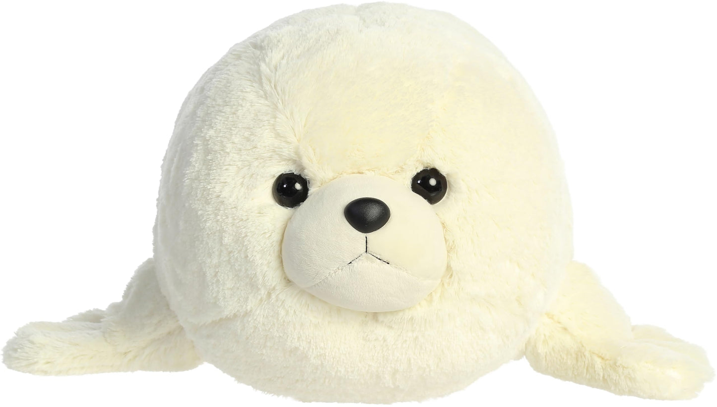 Aurora® Snuggly Super Flopsie™ Baby Harp Seal Stuffed Animal - Large Size for Giant Cuddles - Perfect for Decorating Rooms and Birthday Gifts - White 29 Inches