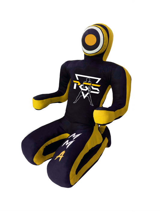 PGS Grappling Dummy for Wrestling Brazilian Jiu Jitus MMA Punching Bag Judo Karate Practice Martial Arts Training Boxing Self Defense Dummy – UNFILLED (Black Yellow, 6FT (70 Inches))