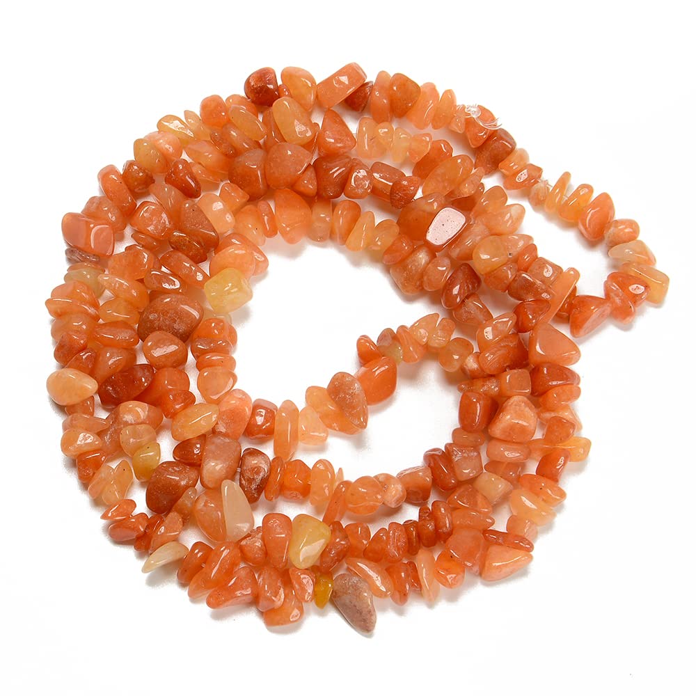 jodaying 7-8mm Natural Red Aventurine Gemstone Chips Healing Gravel Bracelets Necklace Kit Irregular Tumble Stone Beads DIY Crafts Design Jewelry Making 32"