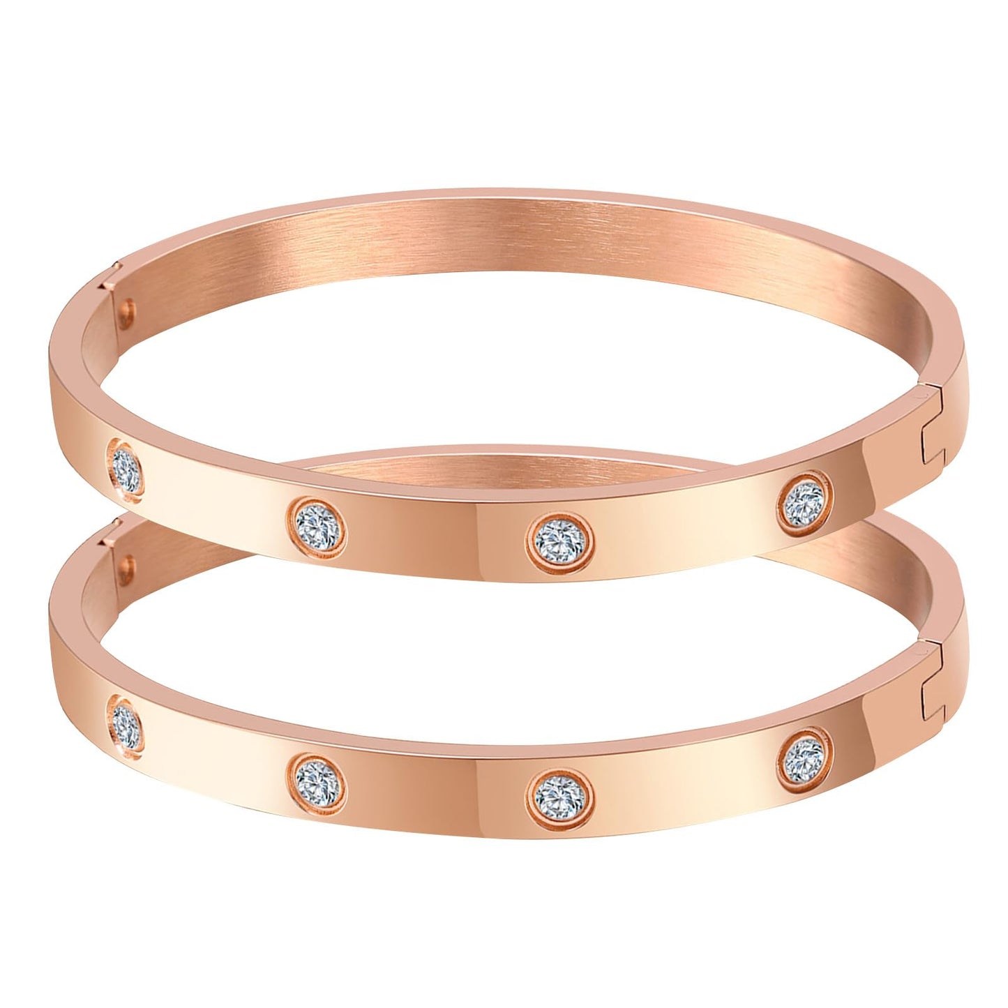 MPRAINBOW Gold Bracelets for Women, 2Pcs 18K Gold Plated Cubic Zirconia Bangle Crystal Friendship Bracelet Jewelry,Wedding Party Christmas Birthday Gift for Girlfriend Sister Daughter