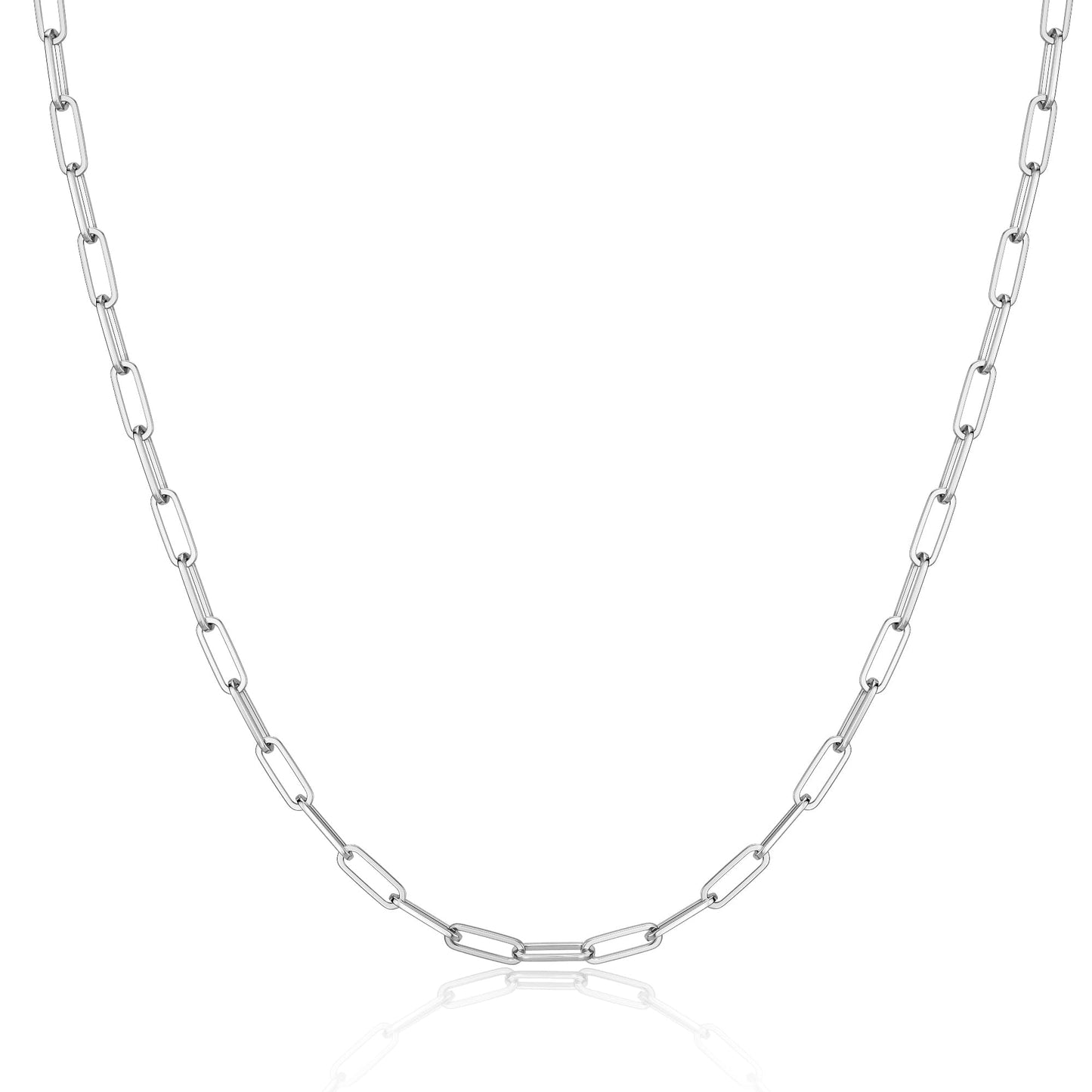 MBW Simple Silver Paperclip Choker Necklace, 14K Gold/Silver Plated Plated Dainty Chain Necklaces for Women Trendy 16in Thin Minimalist Aesthetic Link Necklace Jewelry Necklace for Women