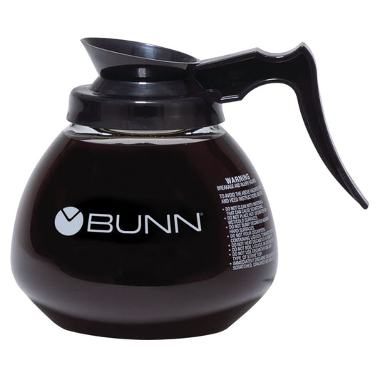 BUNN Coffee Pot Decanter/Carafe Black Regular - New Glass Design Shape - Ergonomic Handle - 12 Cup Capacity -