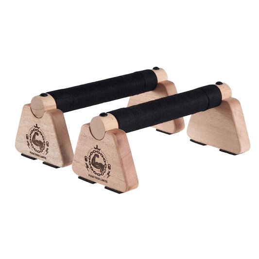 SANOSY Push Up Stand, 2 PCS Wood Parallettes Bars, 9" Wooden Calisthenics Equipment, Handstand Blocks and Pushup Handles for Handle Stands Grip Strength Training, Planks Calisthenics