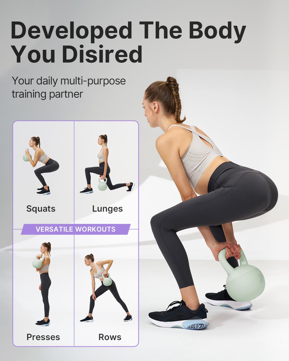 YOTTOY Soft Kettlebell,Kettlebell Anti-Slip Grip Weight for Home Workouts, Kettlebells Set Strength and Safety Guaranteed (Green, 30 LB)