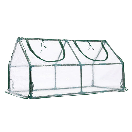 BPS 4x2x2 ft Mini Greenhouse with Transparent PVC Cover UV-Protected Roll-Up Zipper Windows, Ideal for Indoor or Outdoor Use on Raised Garden Beds