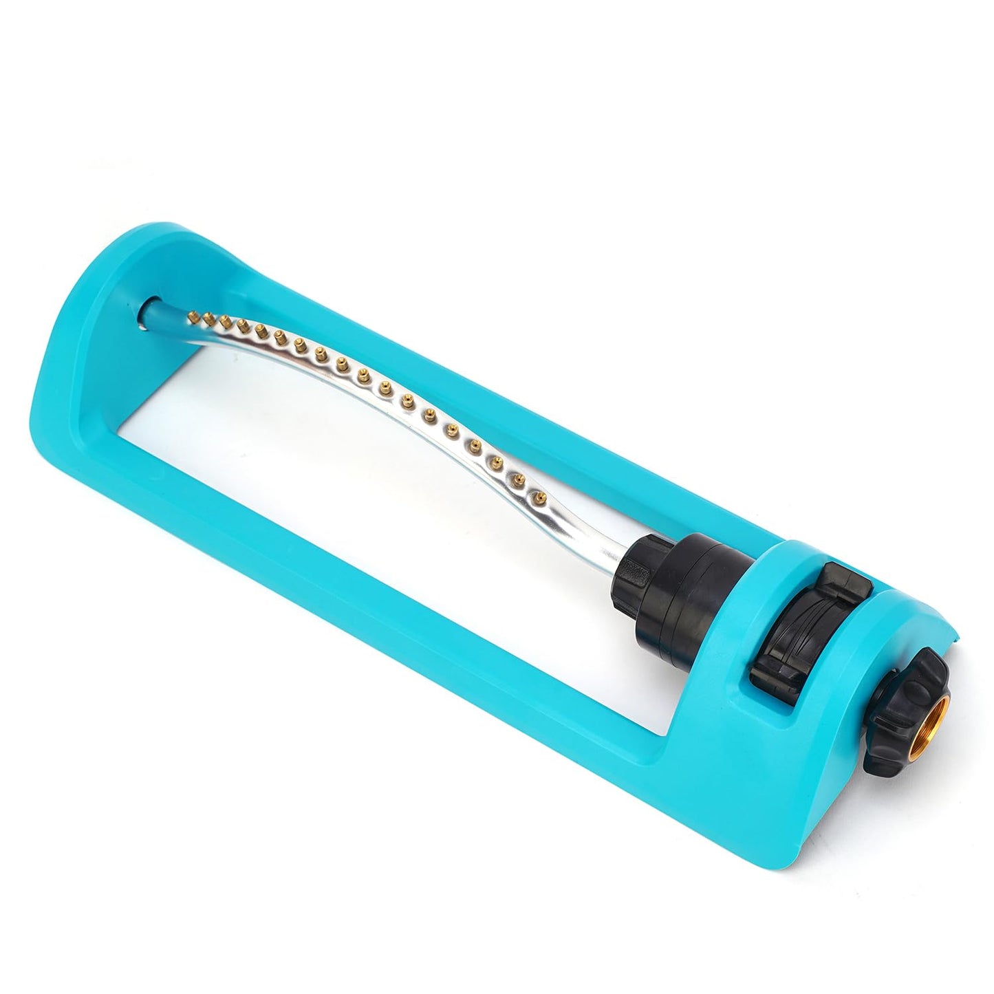Lawn Sprinkler, Oscillating Sprinkler with 18 Hole Brass Nozzles, Gardening Tool Watering for Lawn & Garden Covers up to 3,600 sq.ft, Nozzle Cleaning Tool Build on the End of the Product, Blue