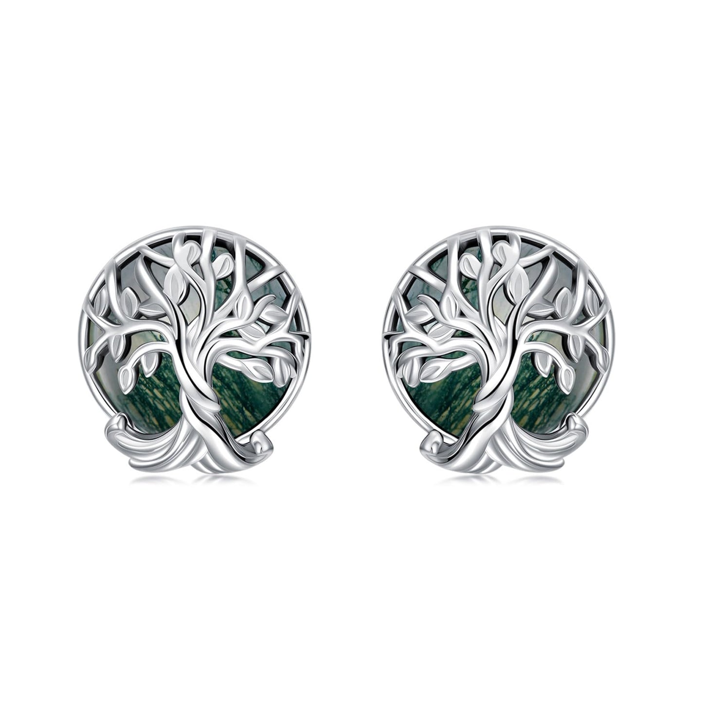 WINNICACA Tree of Life Stud Earrings Sterling Silver Moss Agate Stud Earrings Tree Jewelry Gifts for Women Mom Birthday Mothers Day Gifts for Grandma Wife Her