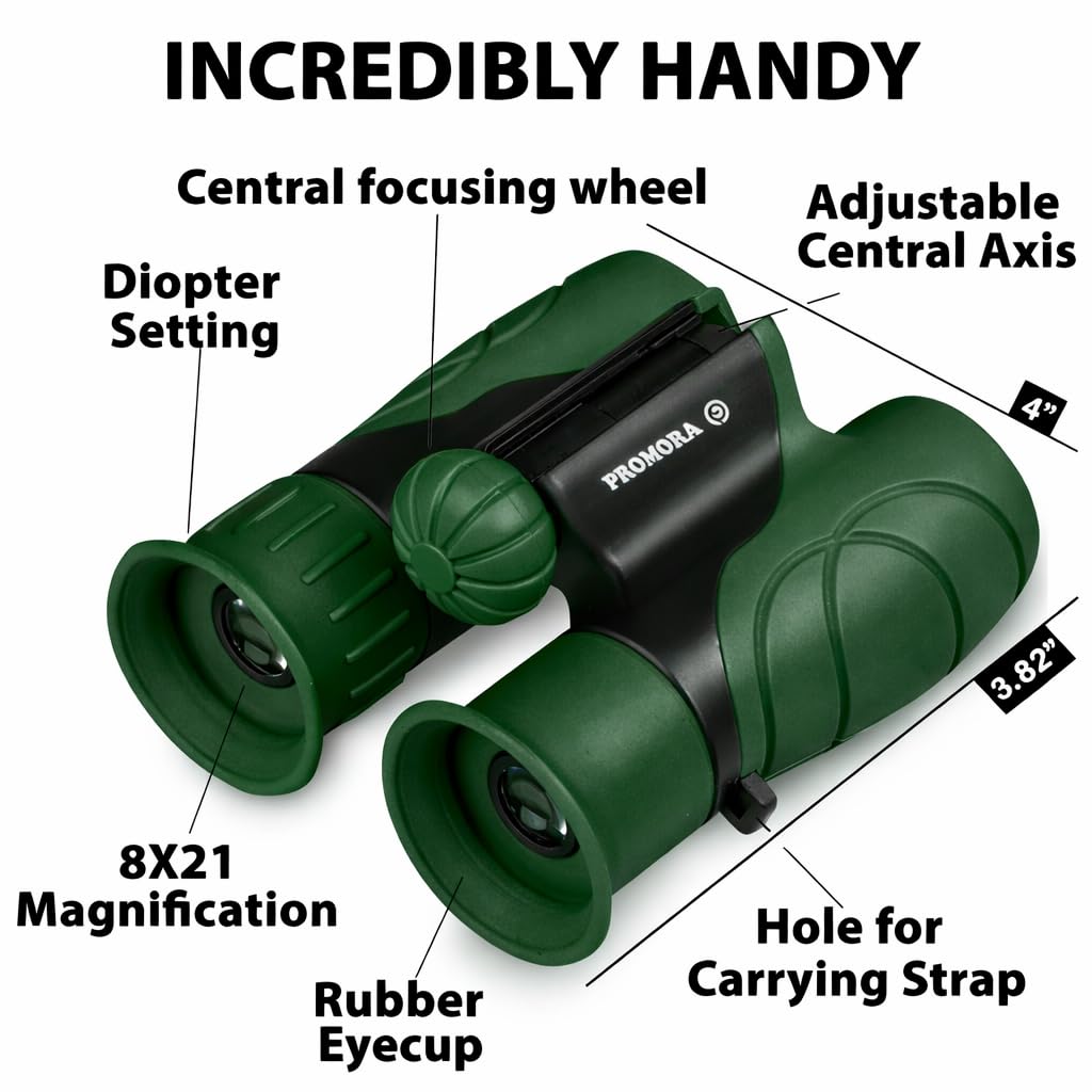 Binoculars for Kids – Perfect Toy for Little Boys and Girls – Extensive Set Incl. Magnifying Glass & Compass – Powerful Magnification 8X21 – 3 to 12 Year Old Kids for Toddler