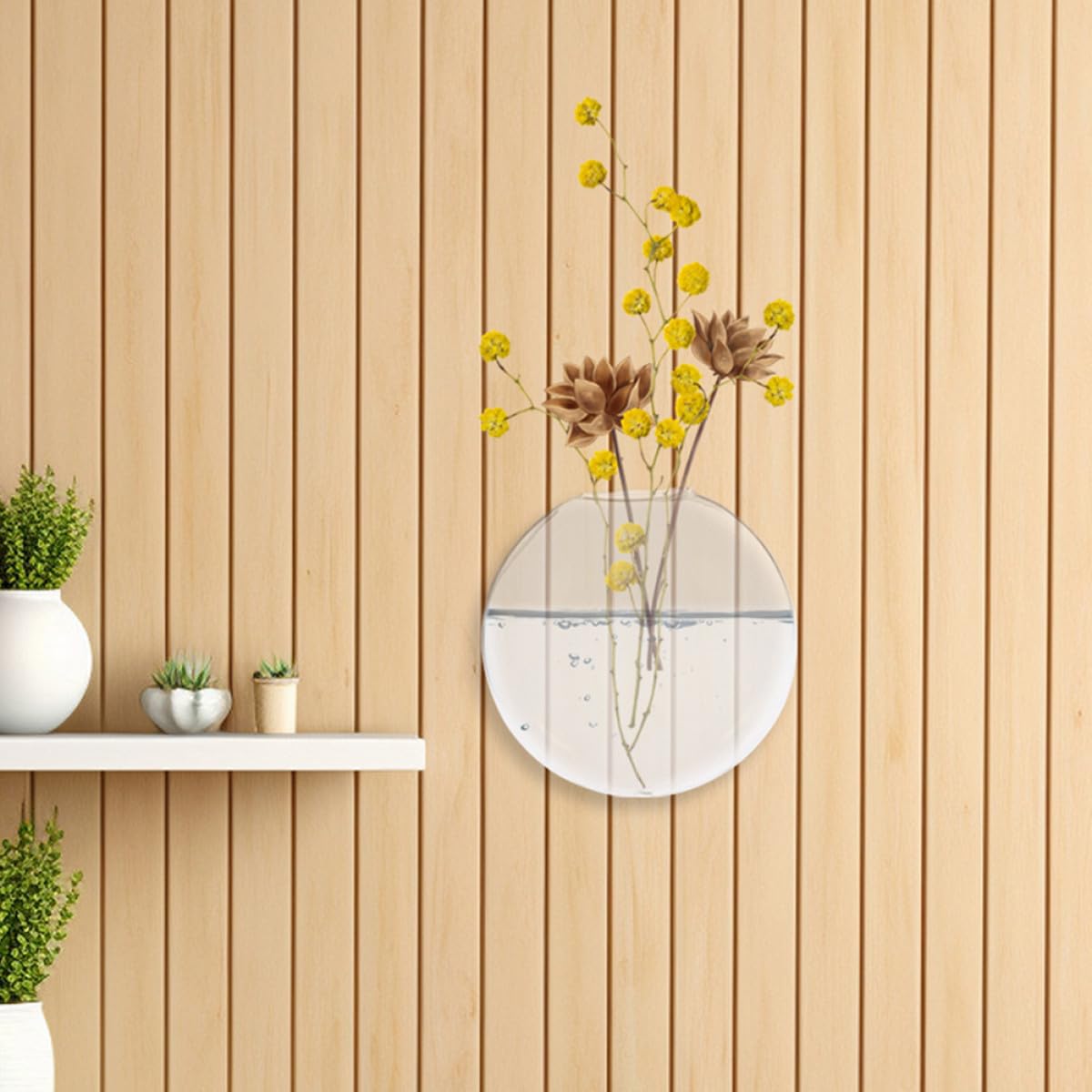 CATIEBYE 2pcs Wall Hanging Hydroponic Vase Set, Glass Terrarium Planter for Indoor Plants, Decorative Glass Wall Flower Vases for Home and Office