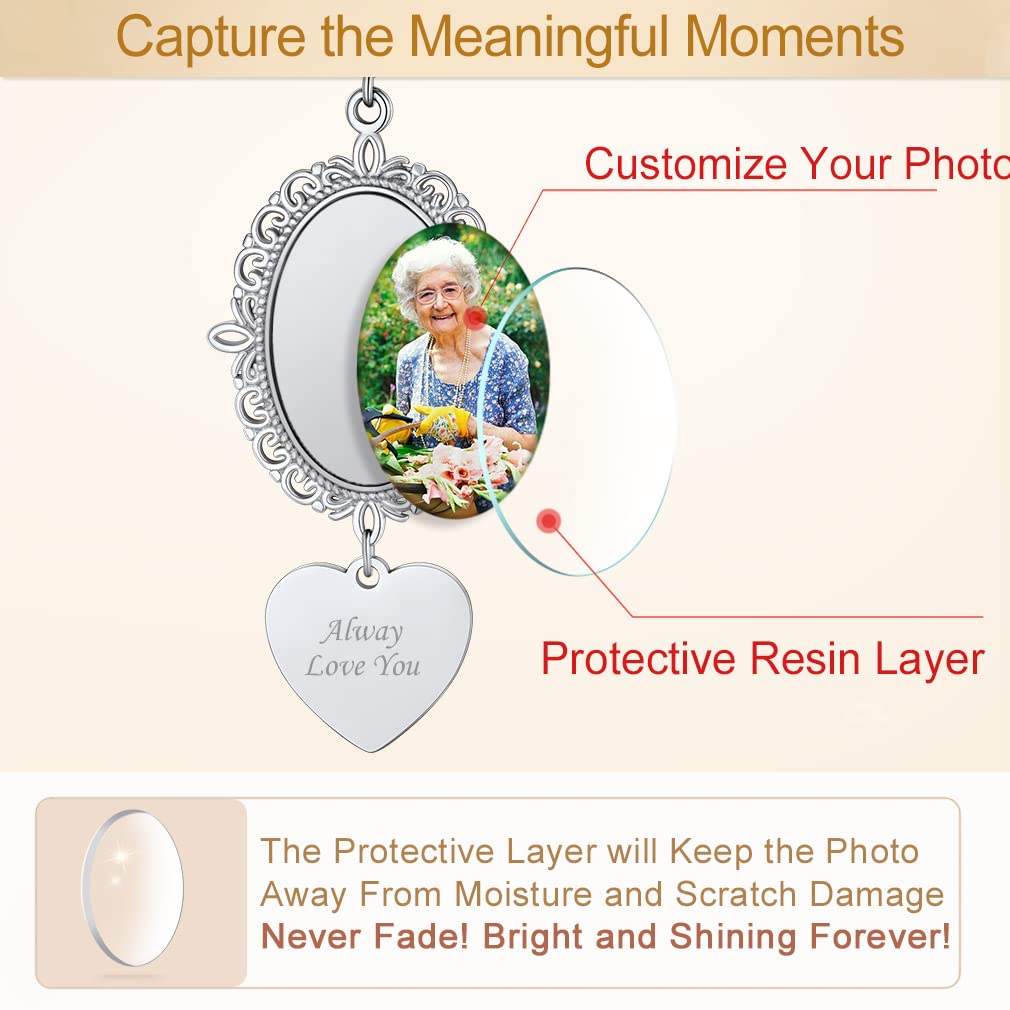 Custom4U Wedding Bouquet Photo Charms Picture Pins Customized Memorial Jewelry for Men Women Groom Bride