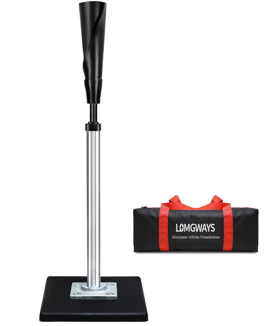 LOMGWAYS Baseball/Softball Tee-Height Adjustment 25"-37", Portable Baseball Batting tee with Removable Rubber Top, Heavy Weight Base and Carry Bag for All Ages, Easy to Assemble and Transport