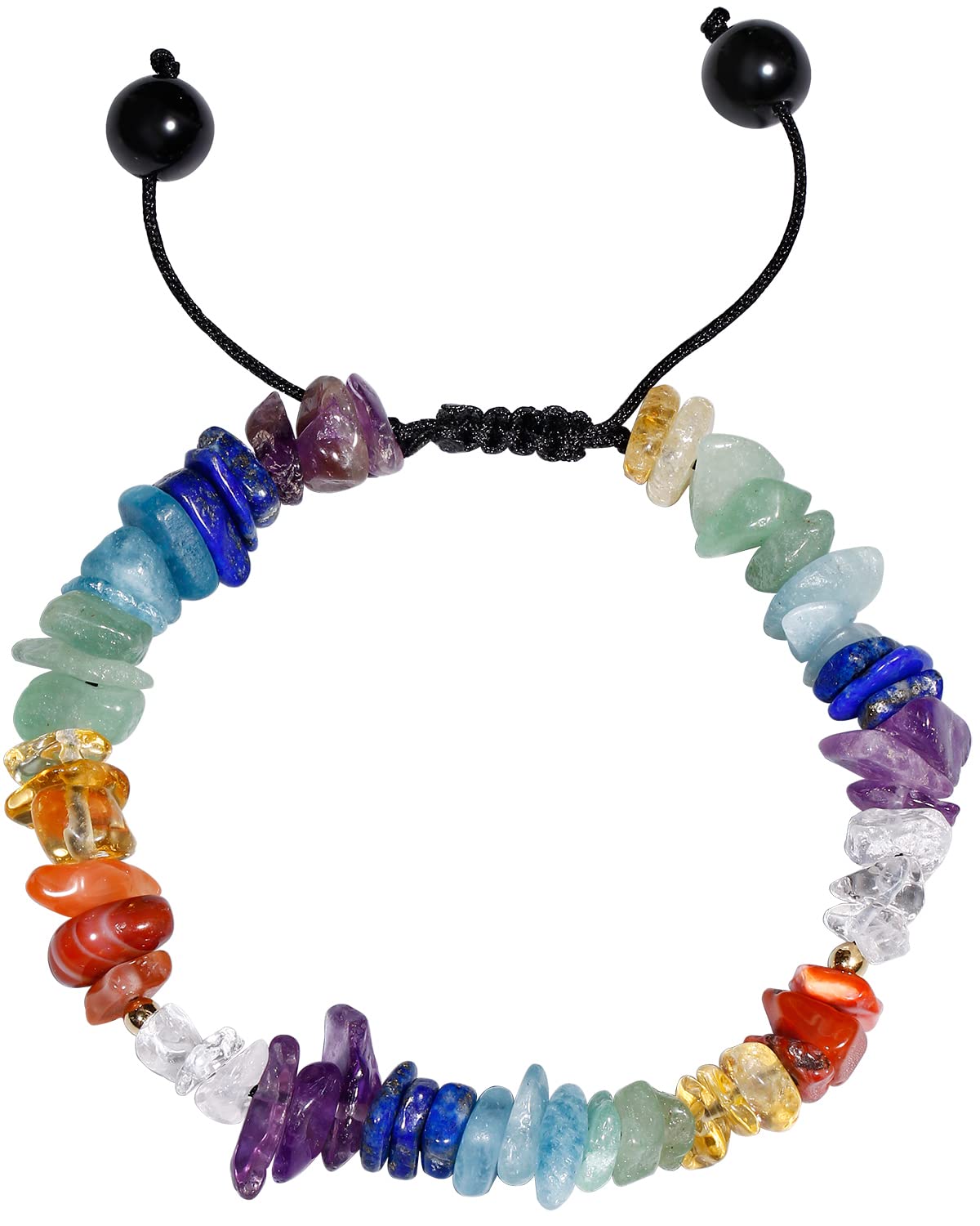 Jewever 7 Chakra Stone Bracelet for Women Chip Tumbled Real Reiki Crystals and Gemstones Anti Anxiety Relax Meditation Yoga Balance Spiritual Bracelets