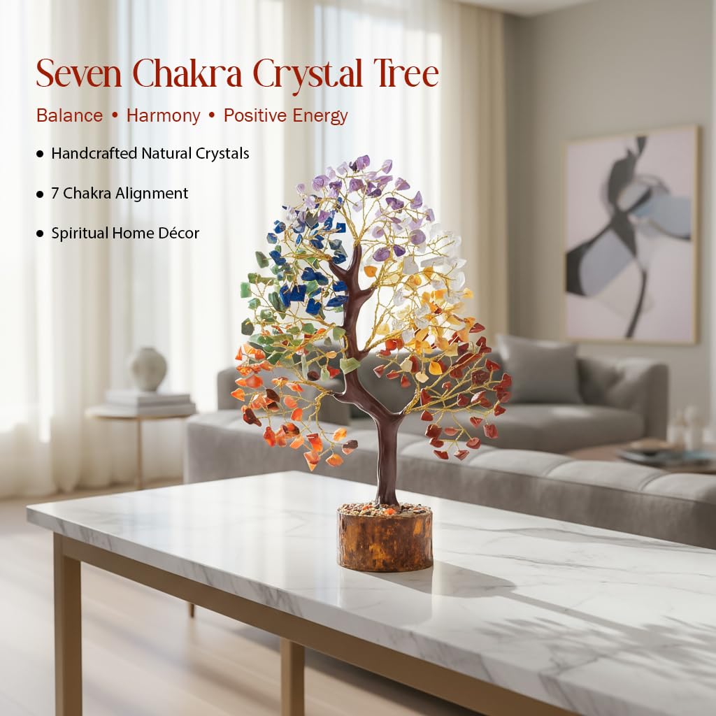 BEZAVO 7 Chakra Crystal Tree of Life Money Tree, Healing Crystals Home Decor, Birthday Gifts for Women Mom Wife, Gift for Her, Living Room Bedroom Shelf Decor, House Warming Wedding Gift Gem Tree