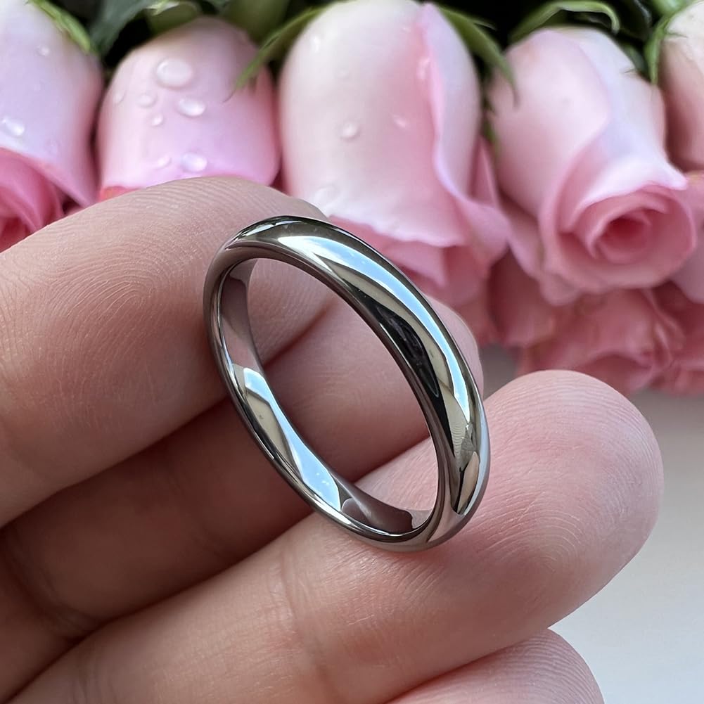 TUTISS 3mm Tungsten Carbide Rings for Women Men Engagement Wedding Bands Domed Polished Comfort Fit Size 10