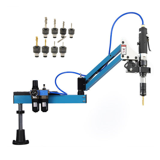 DEJUN Pneumatic Tapping Machine, 360° Multi-directions Pneumatic Air Tapper Universal Flexible Arm Drilling Threading Machine M3-M12 Tap Collets with Taps