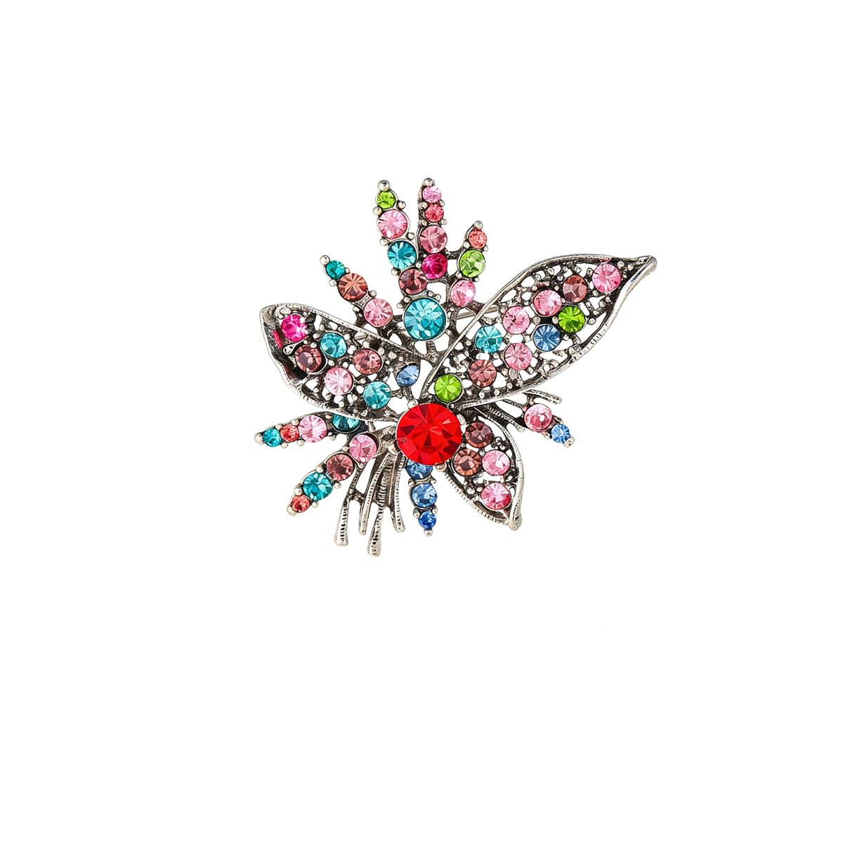 Rhinestone Sunflower Brooch Pin for Women Red Black Purple Large Flower Broochs Snowflake Brooch Marquise Wreath Brooches Jewelry (Color brooch E)