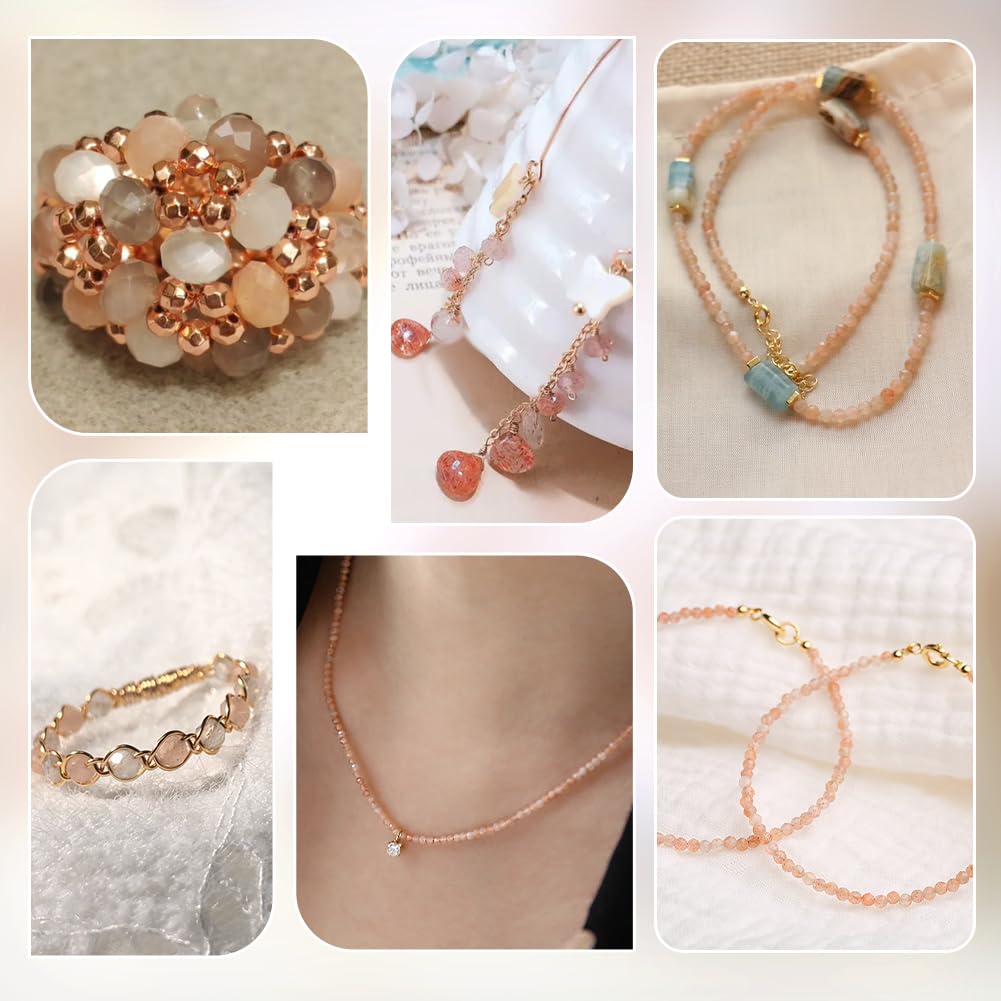 PH PandaHall 230pcs Sunstone Beads 3mm Faceted Round Gemstone Beads Natural Stone Crystal Bead Bulk for Jewellery Making Craft Bead for Necklace Bracelet Making DIY Crafts