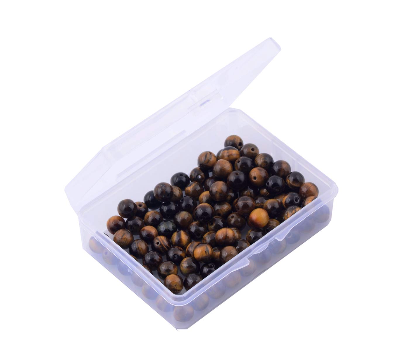 Natural Stone Beads 100pcs 8mm Tiger Eye Round Genuine Real Stone Beading Loose Gemstone Hole Size 1mm DIY Smooth Beads for Bracelet Necklace Earrings Jewelry Making (Tiger Eye, 8mm)