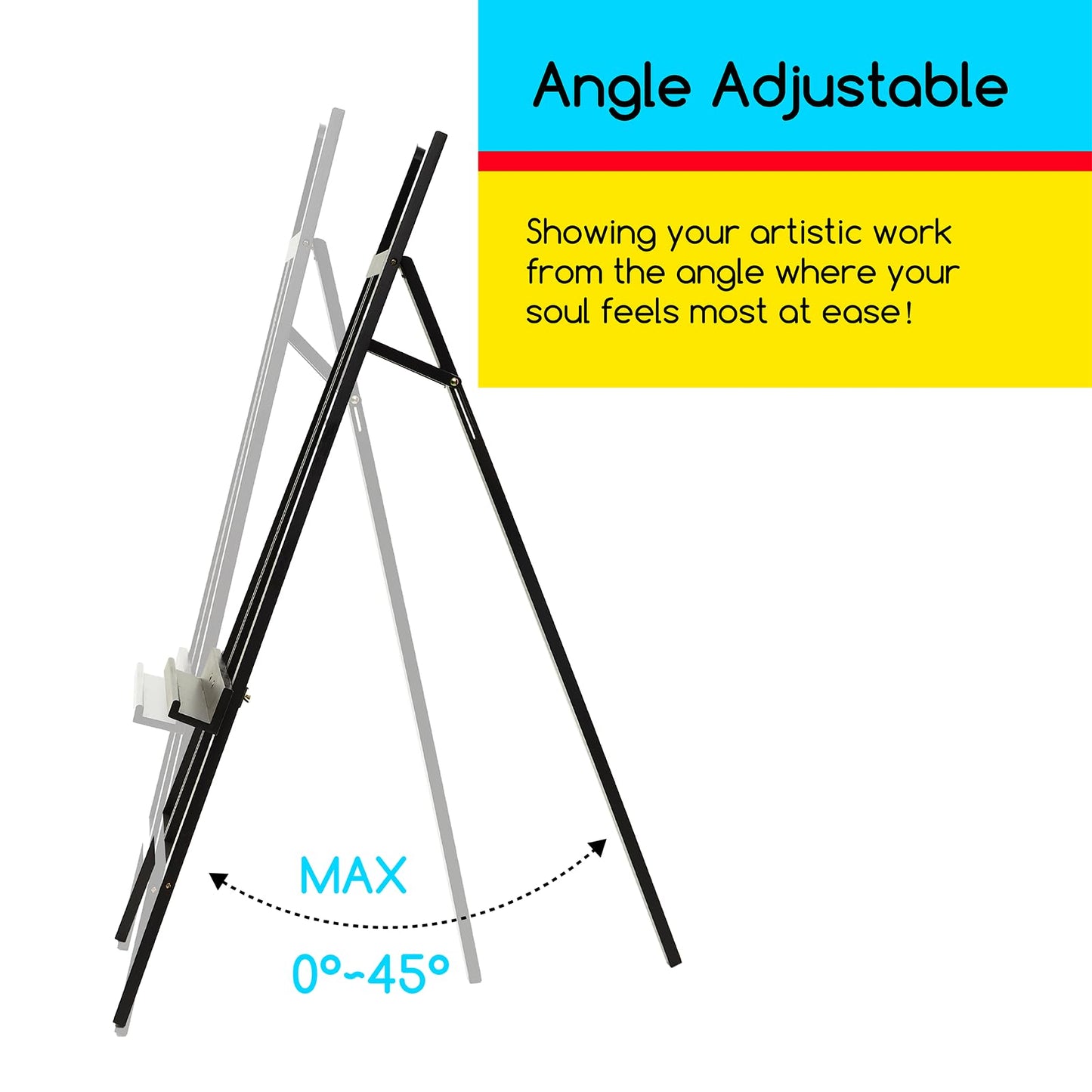 MEEDEN Display Easel Stand for Sign: Adjustable Wooden Stands for Painting - A Frame Art Easel for Canvas up to 60" for Artist Adults Drawing Picture Poster - Black