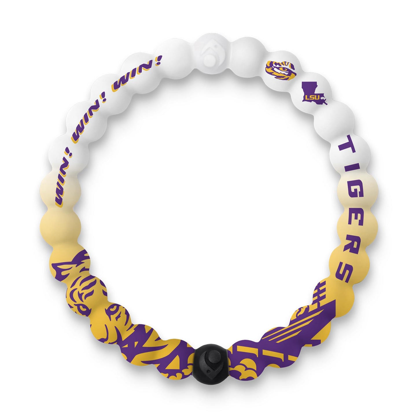 Lokai Collegiate Silicone Beaded Bracelet for Women & Men (LSU Home Field, Medium) - Stylish & Colorful Bead Bracelet Fashion Jewelry - Ring Bangle Slide-On Style Over Wrist for Comfortable Fit