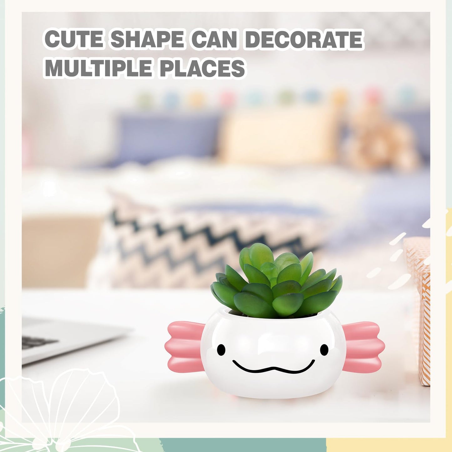 RimCereal Axolotl Planter Axolotl Gifts for Men Women Cute Succulent Pots Plant Pots Pen Holder for Christmas Desk Office Home Decoration 6.02 x 2.36 Inches